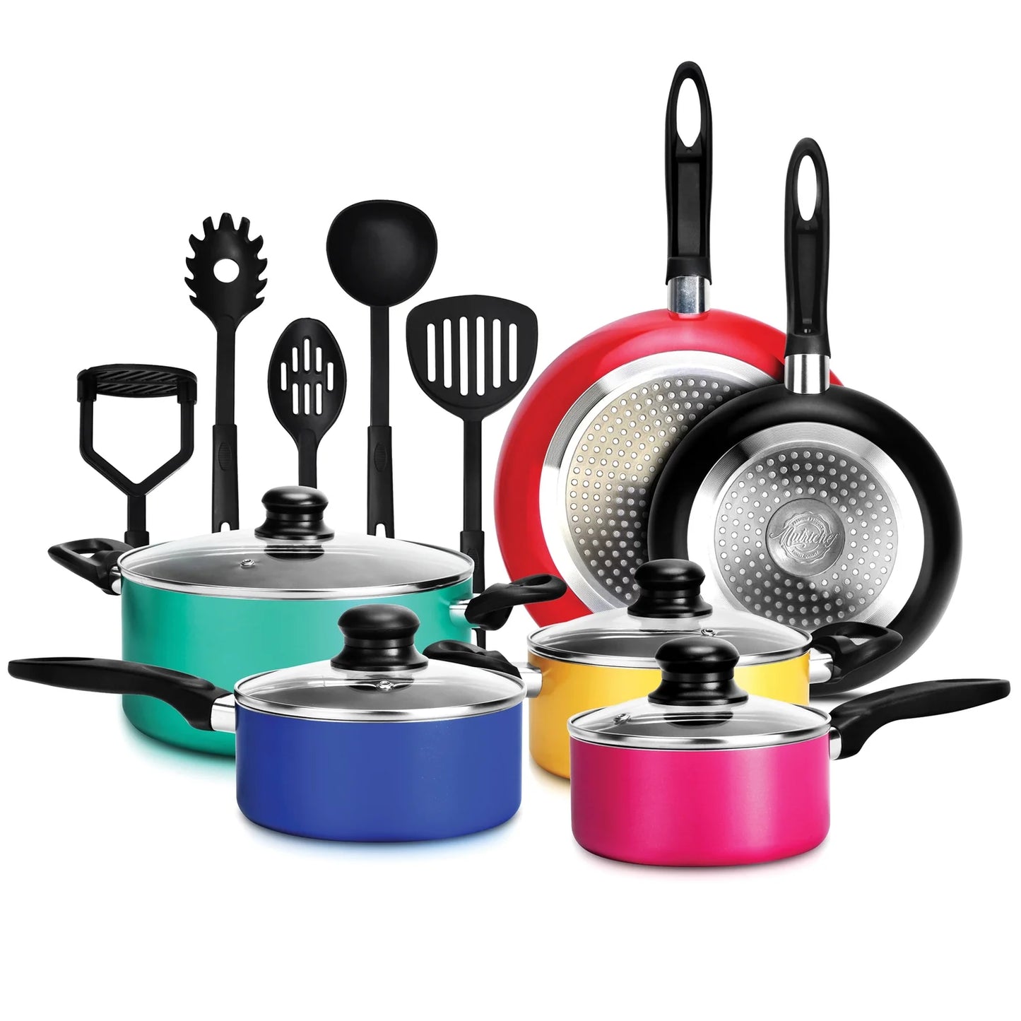 VERI HOT 15 Piece Kitchenware Pots & Pans Non-Stick Cookware Set