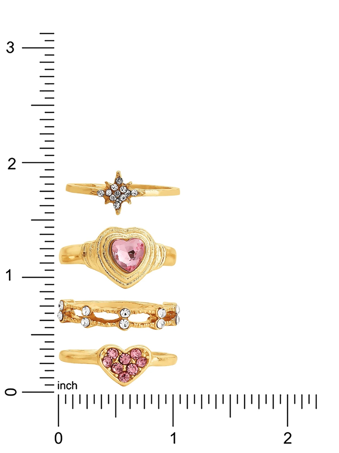 VERI PRETTY Heart Ring Set, Set of 5
