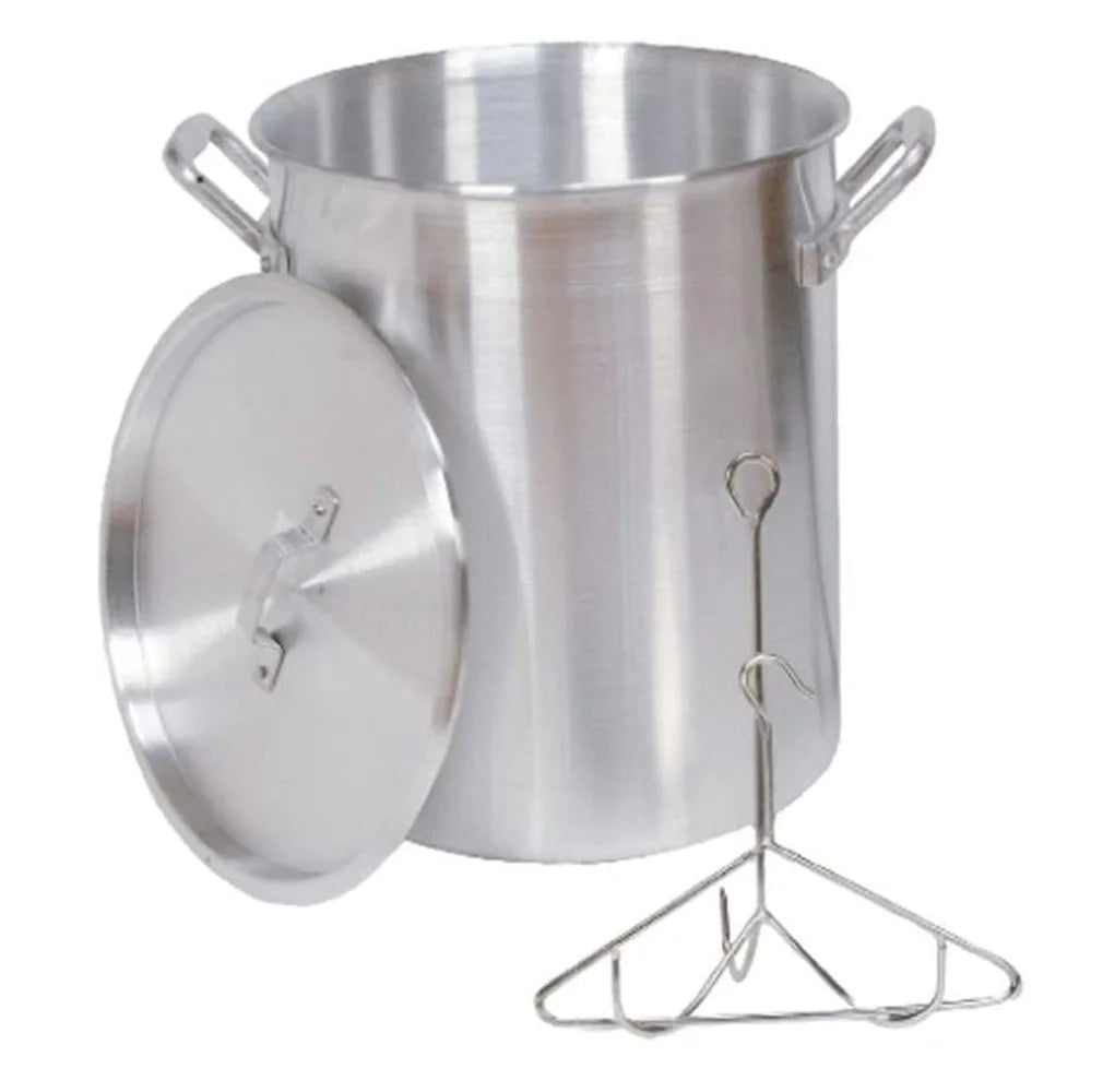 VERI HOT 30PK - Aluminum Turkey Pot W/ Lid, Lift Rack and Hook
