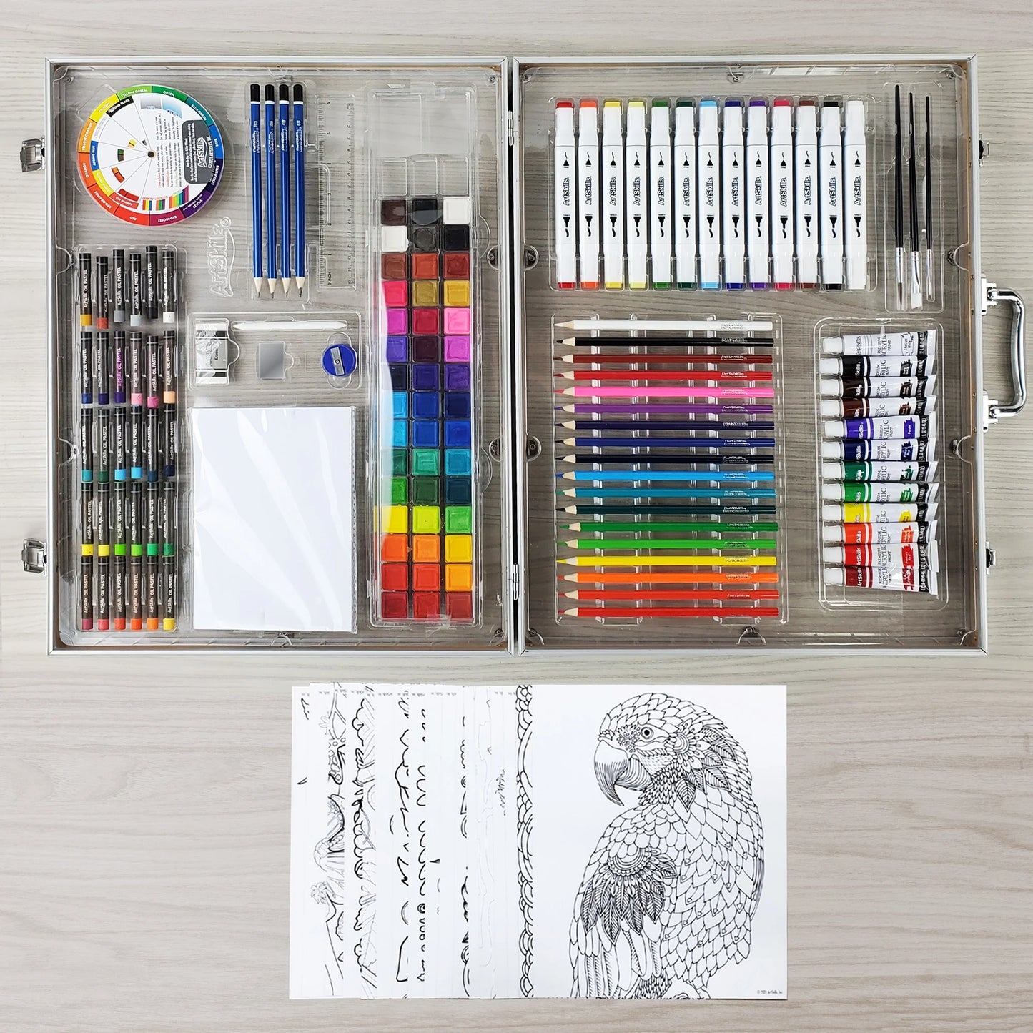 VERI ARTSIEssentialPortable Premium  Supply Kit for Beginner, 200 Pieces Drawing Set for Kids & Teens