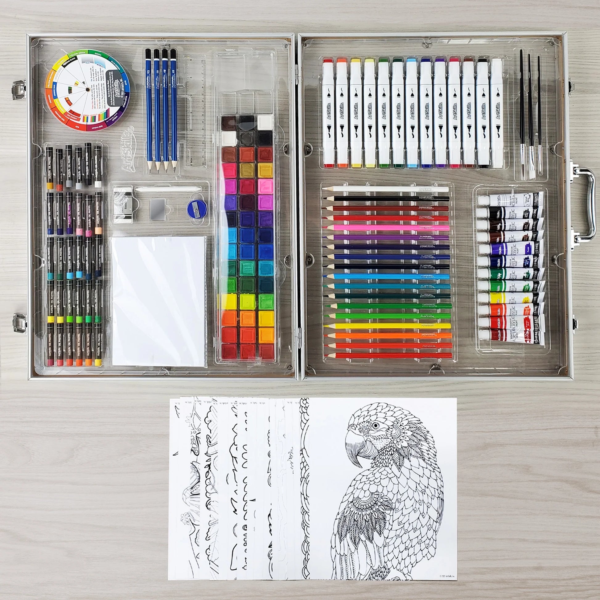 VERI ARTSIEssentialPortable Premium  Supply Kit for Beginner, 200 Pieces Drawing Set for Kids & Teens