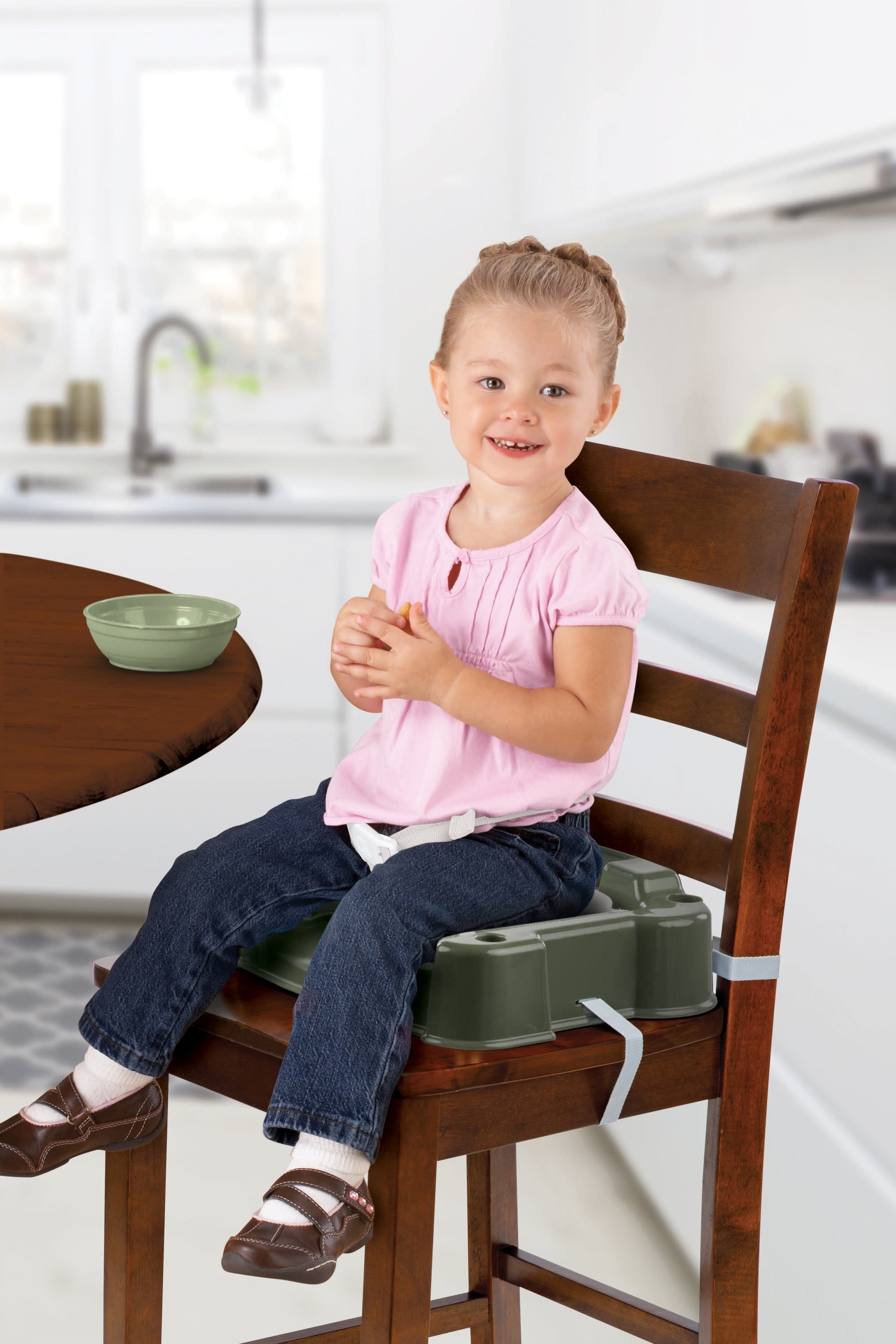 VERI NICE Safety 1ˢᵗ Deluxe Sit, Snack & Go Convertible Booster, Olive, Toddler