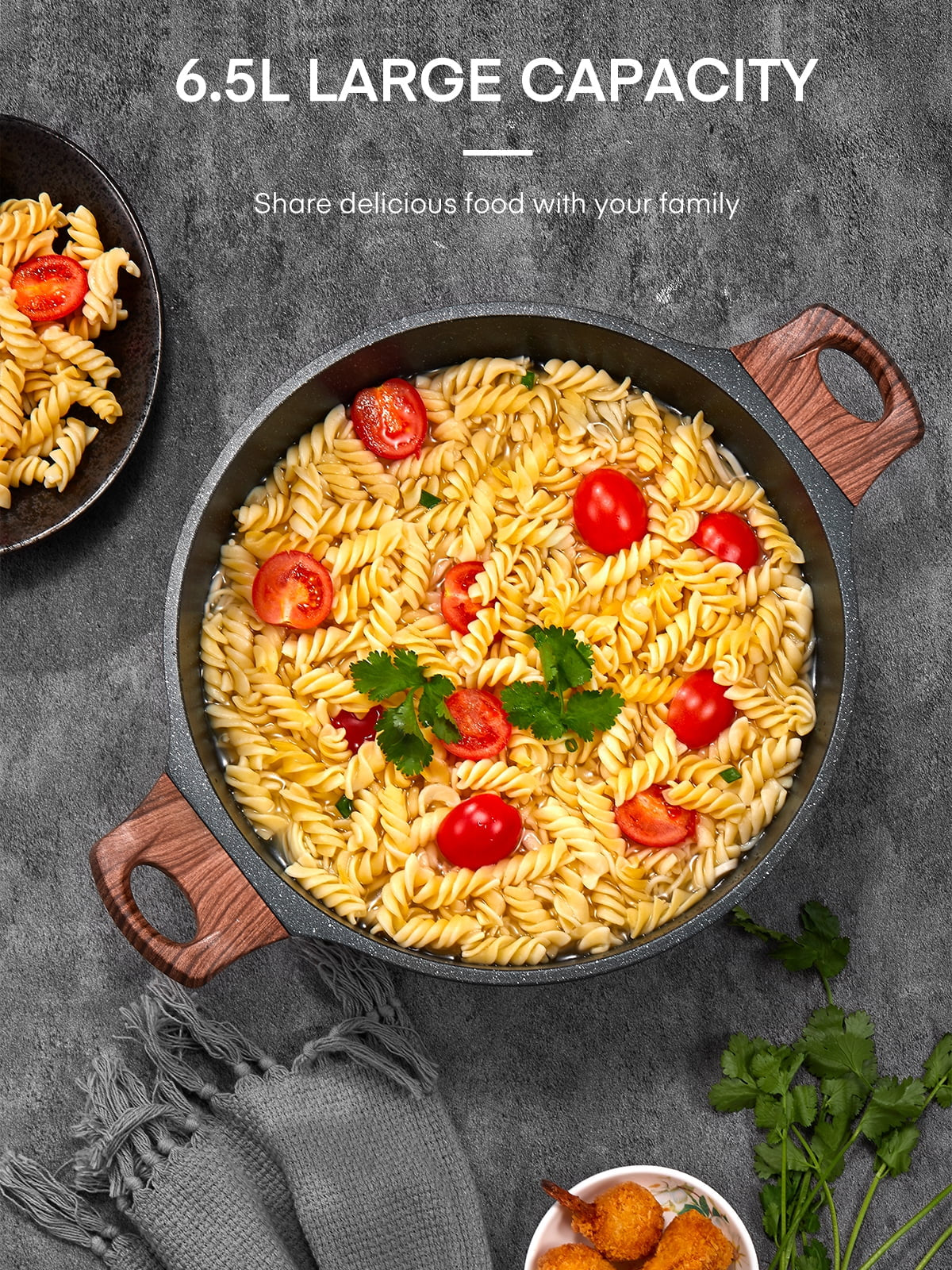 VERI HOT Nonstick Stock Pot with Glass Lid, 6 Quart Cooking Pot Non Stick Soup Pot, Induction Pasta Pot, All Stove Compatible