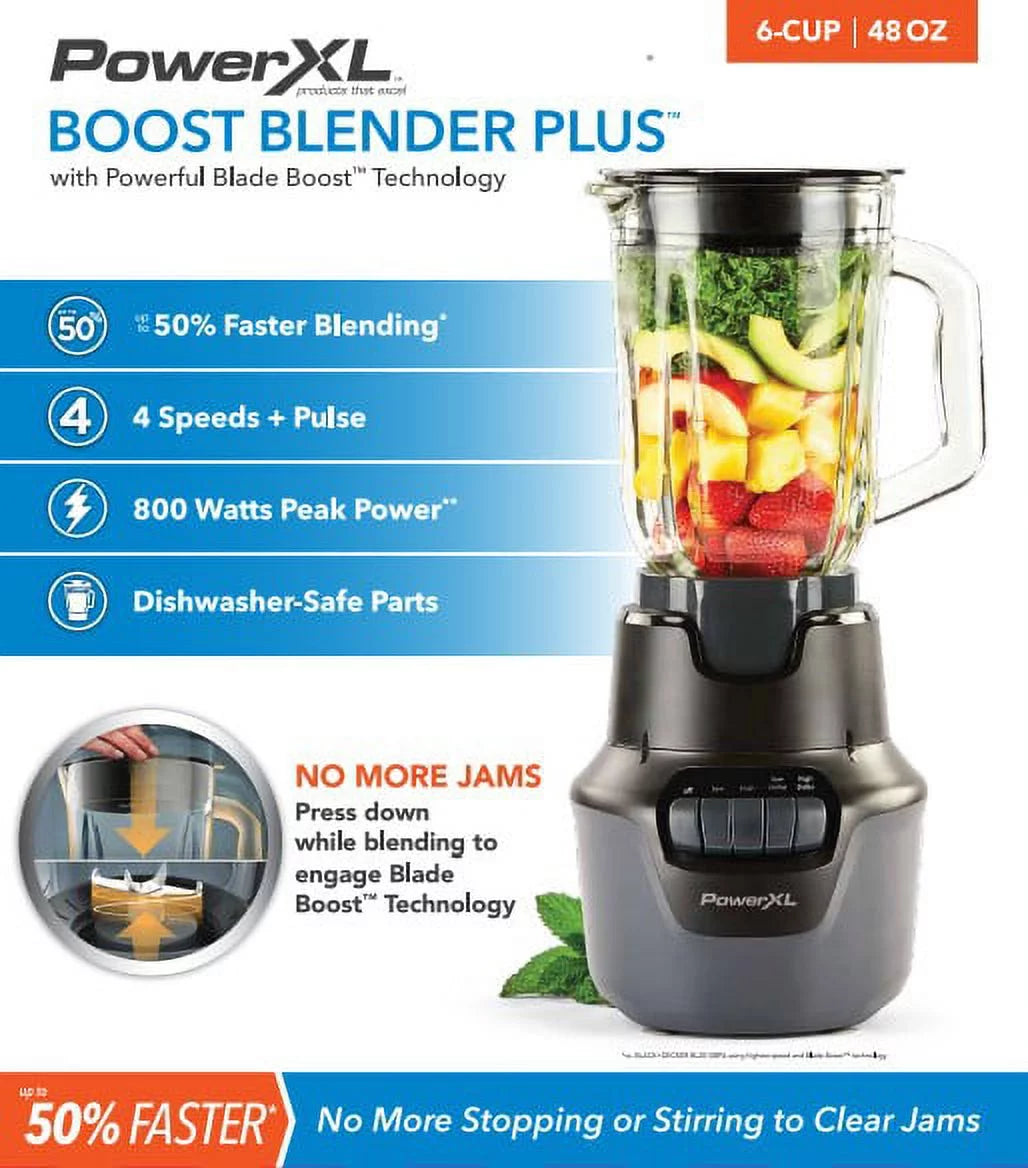 VERI FRESH “Boost Blender Plus™ 4 Speed, 800 Watts, 48-Oz Glass Jar, Black