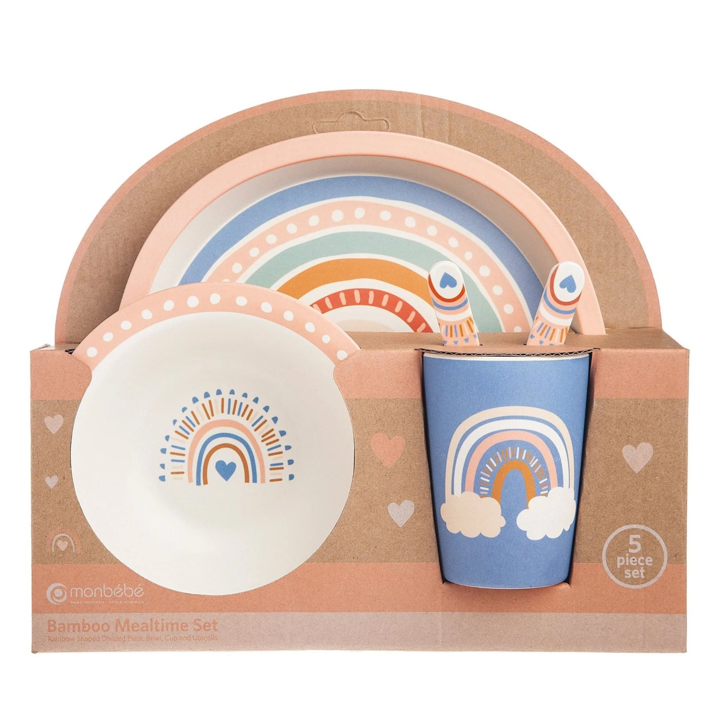 VERI CUTE 5 Piece Bamboo Mealtime Set, Rainbow