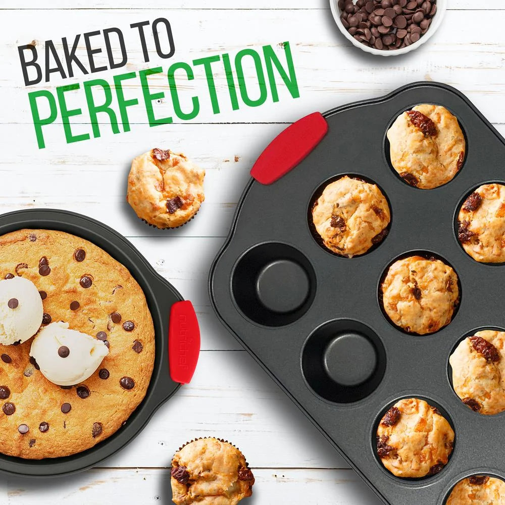 VERIS.  NCE  21-Piece Nonstick Cookware Set - PTFE/PFOA/PFOS Free Heat Resistant Lacquer Kitchen Ware Pots Pan W/ Cool-Touch Handles, Saucepan, Fry Pans, Lid, Bakeware, for Gas Electric Ceramic Cooktops