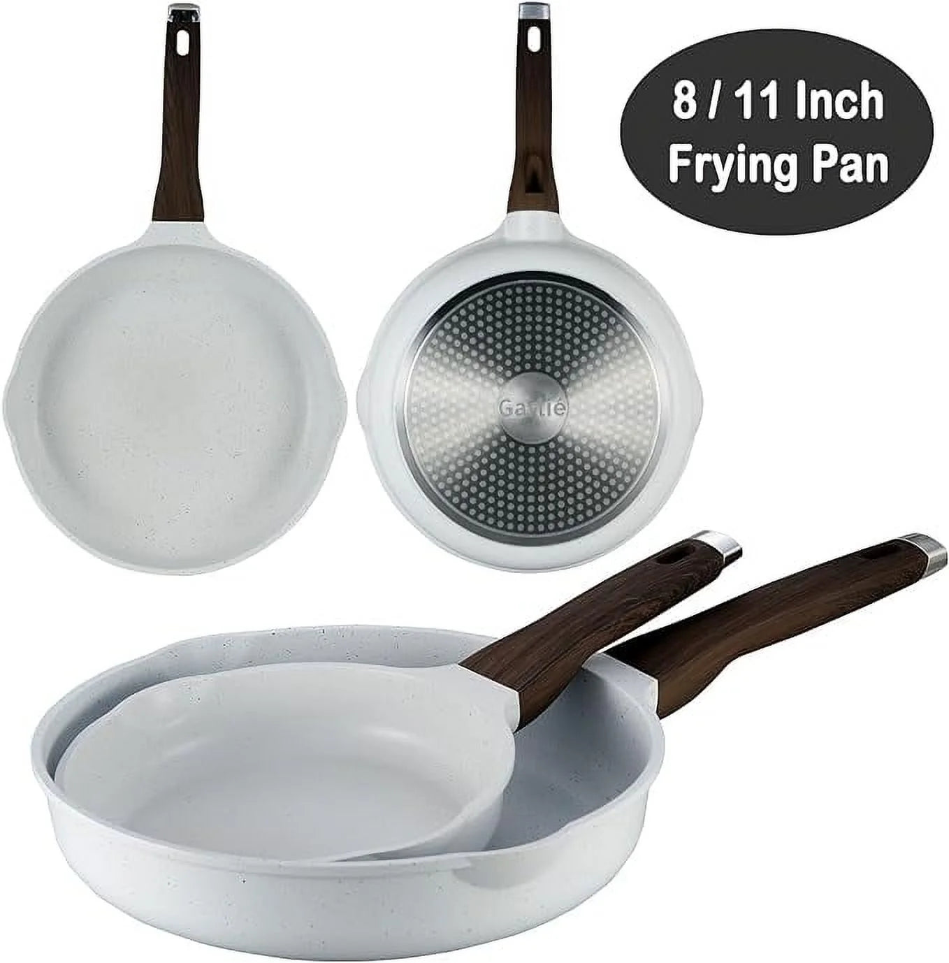 VERI HOT 10Pcs Pots and Pans Set, Nonstick White Granite, Cookware Sets Suitable for Gas, Electric, Induction, Kitchen Cooking Set W/Frying Pans, Saucepans, Casserole, Silicone Tools, Dishwasher Safe, White