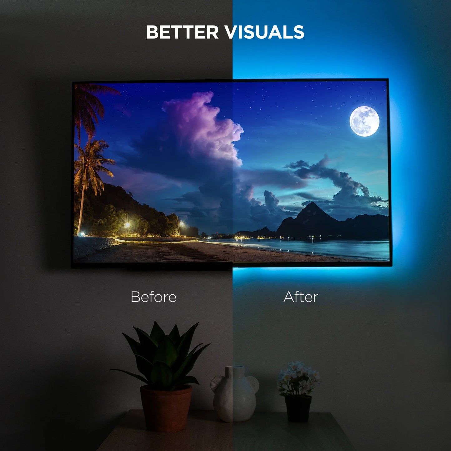 VERI COOLSound Reactive TV Backlight RGB Lighting Dimmable Remote Control Corded Electric