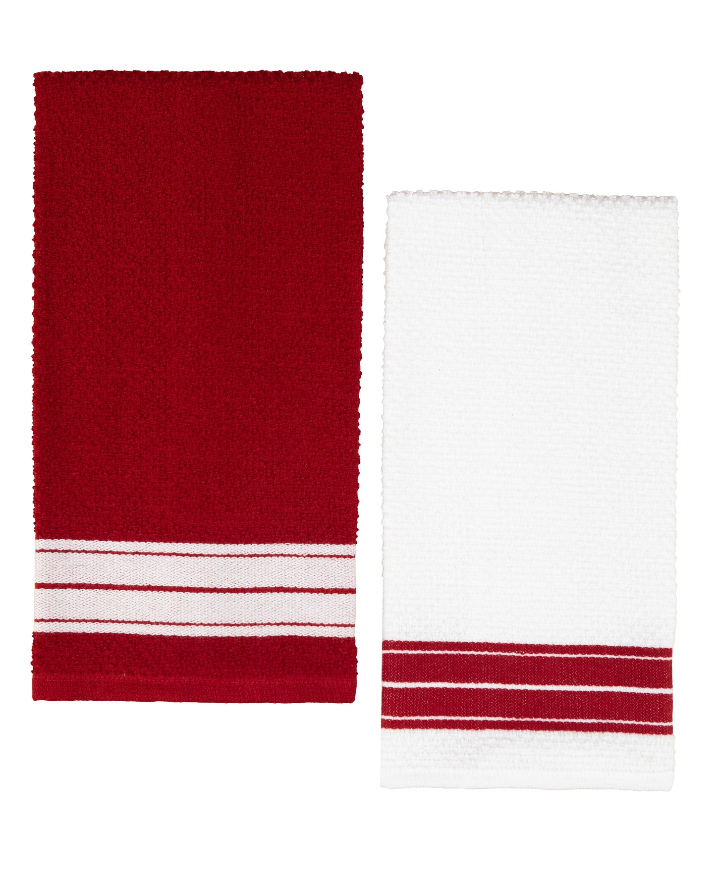 VERI CUTE 20 Piece Set, Terry and Flat Kitchen Towel, Dish Cloth, Flour Sack, Oven Mitt and Pot Holder Set, Red Stripe