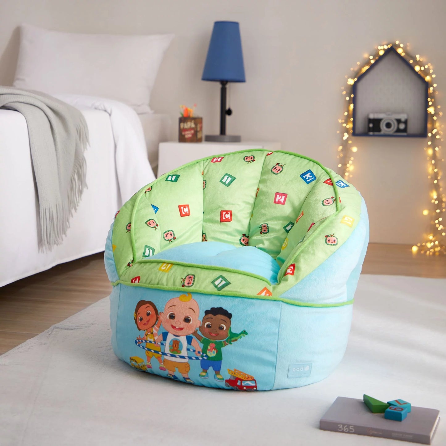 VERI CUTE Cocomelon Blue Polyester round Bean Bag, JJ, Cody, & Nina