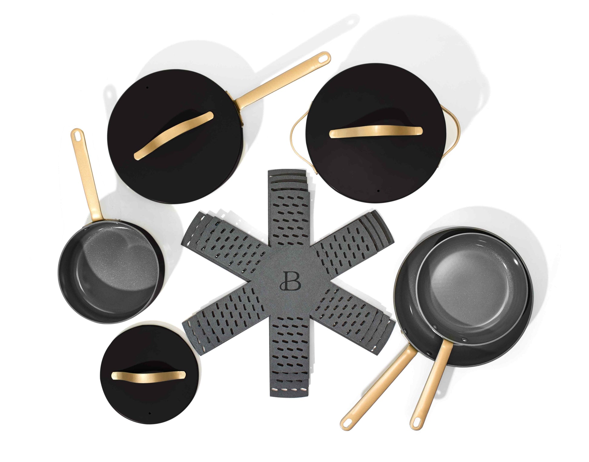 VERI NICE 12Pc Ceramic Non-Stick Cookware Set, Black Sesame by Drew Barrymore
