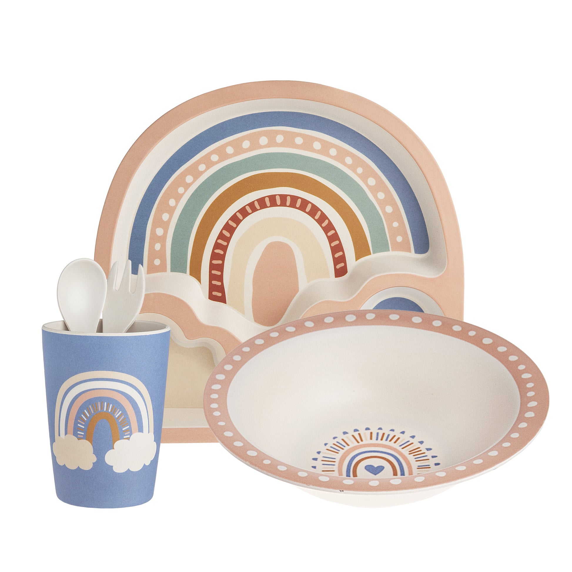 VERI CUTE 5 Piece Bamboo Mealtime Set, Rainbow