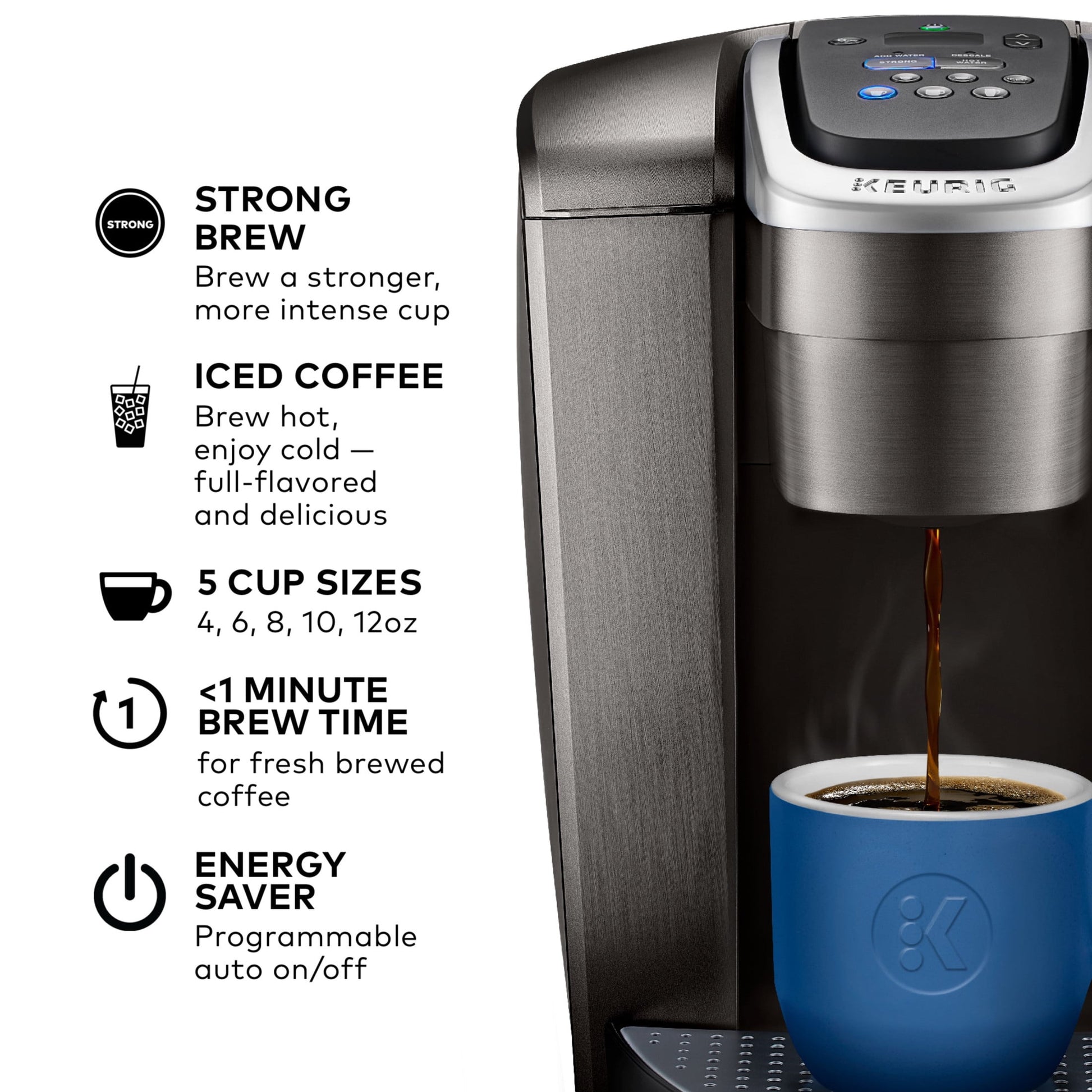 VERI COOL K-Elite Brushed Slate Single-Serve K-Cup Pod Coffee Maker