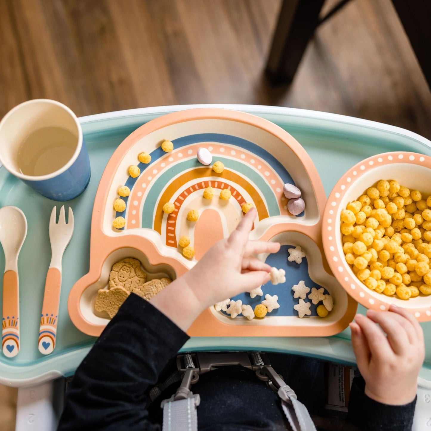 VERI CUTE 5 Piece Bamboo Mealtime Set, Rainbow
