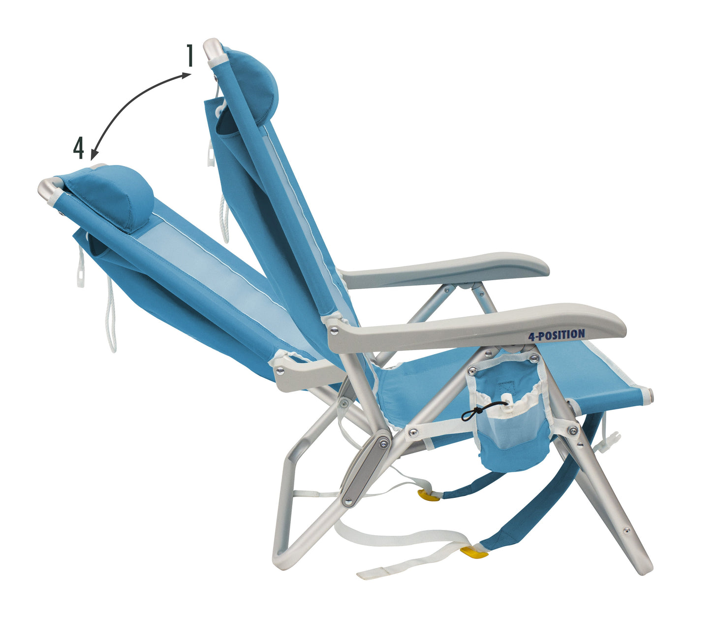 VERI COOL Sunshade Backpack Beach Compact Reclining Low Profile Chair, Saybrook Blue