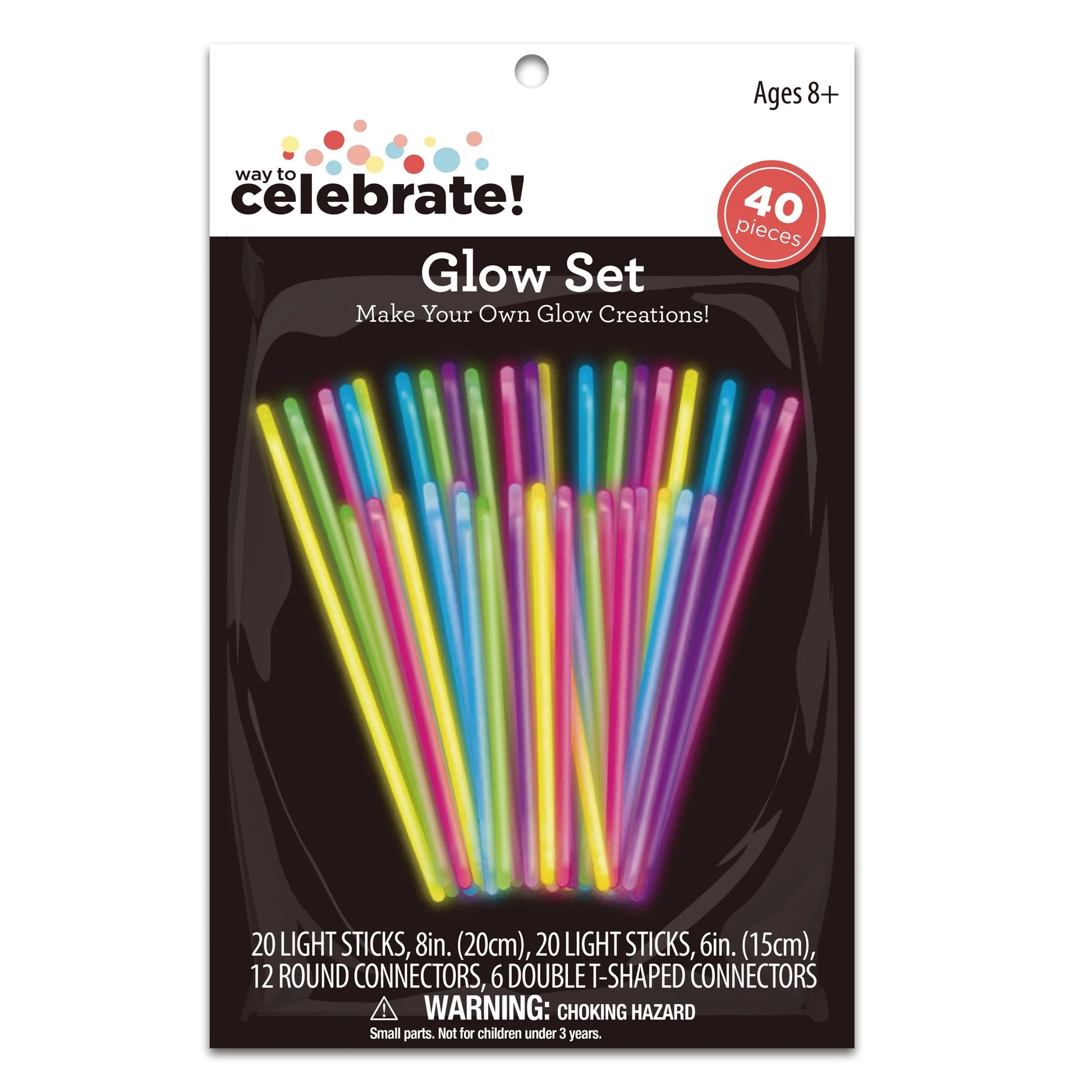 VERI BRITE Assorted Glow Sticks, 40 Count, 7.09" X 10.23" X 1", 0.7948Lbs
