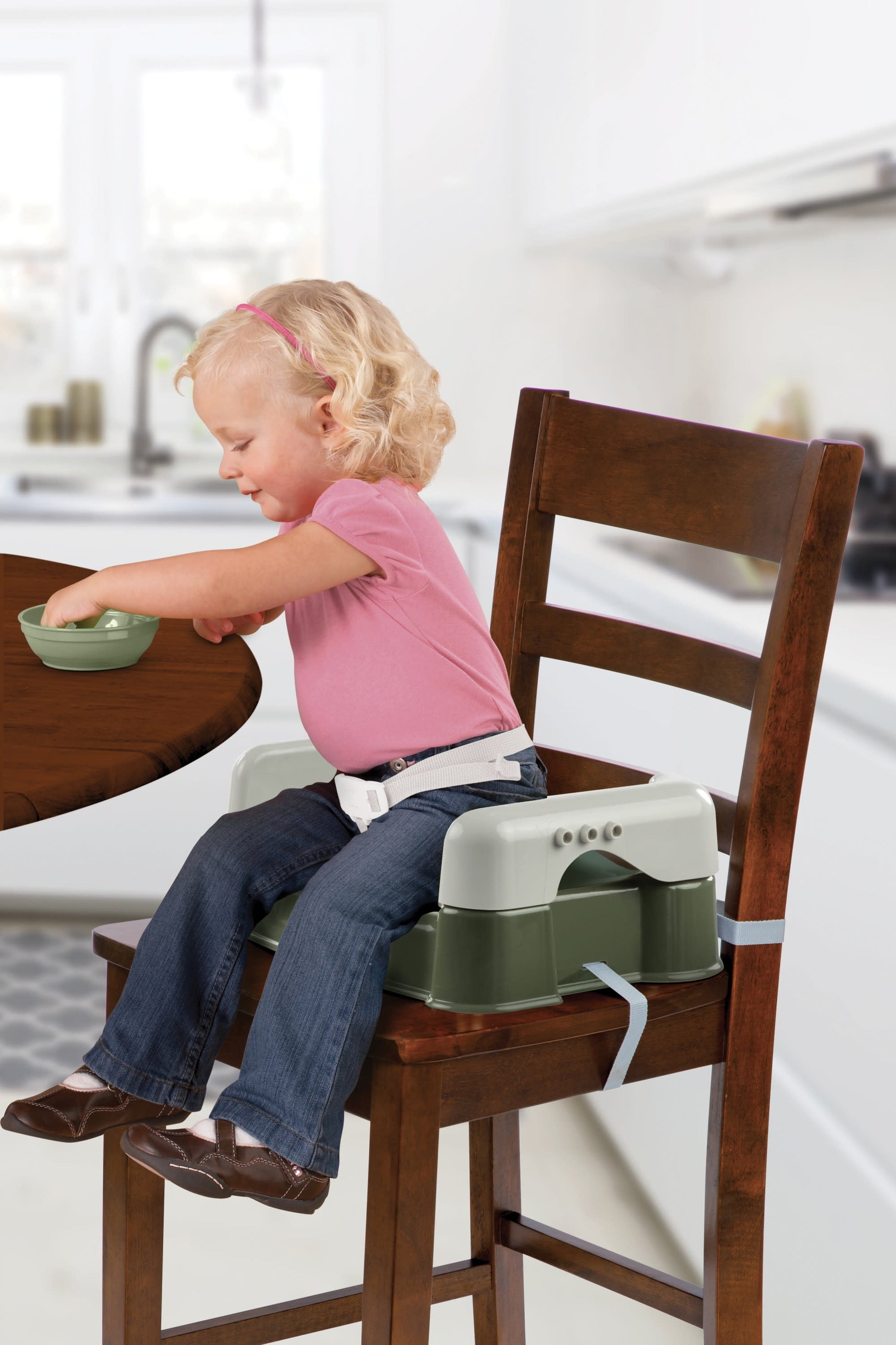 VERI NICE Safety 1ˢᵗ Deluxe Sit, Snack & Go Convertible Booster, Olive, Toddler