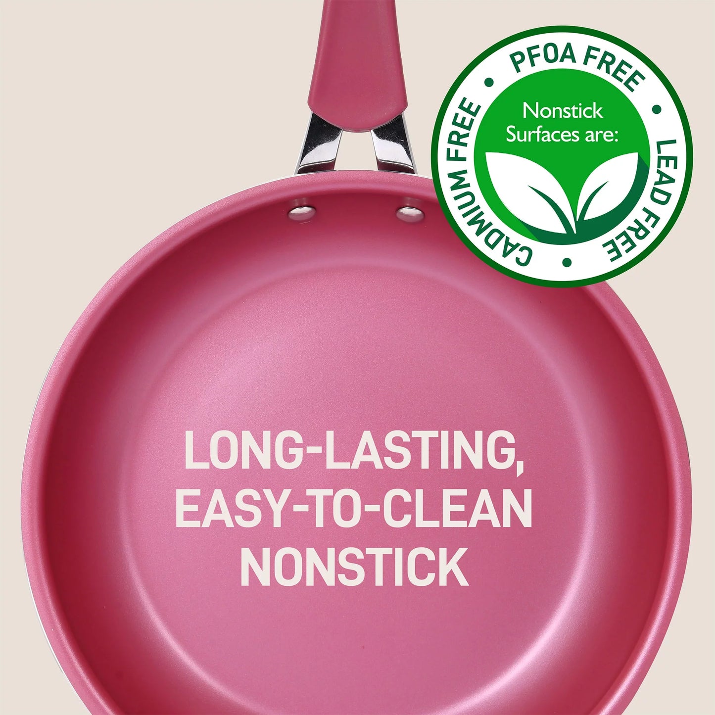 VERIS NICE  Nonstick Cooking Cookware Pots & Pans, 20 Pieces, Marron Pink