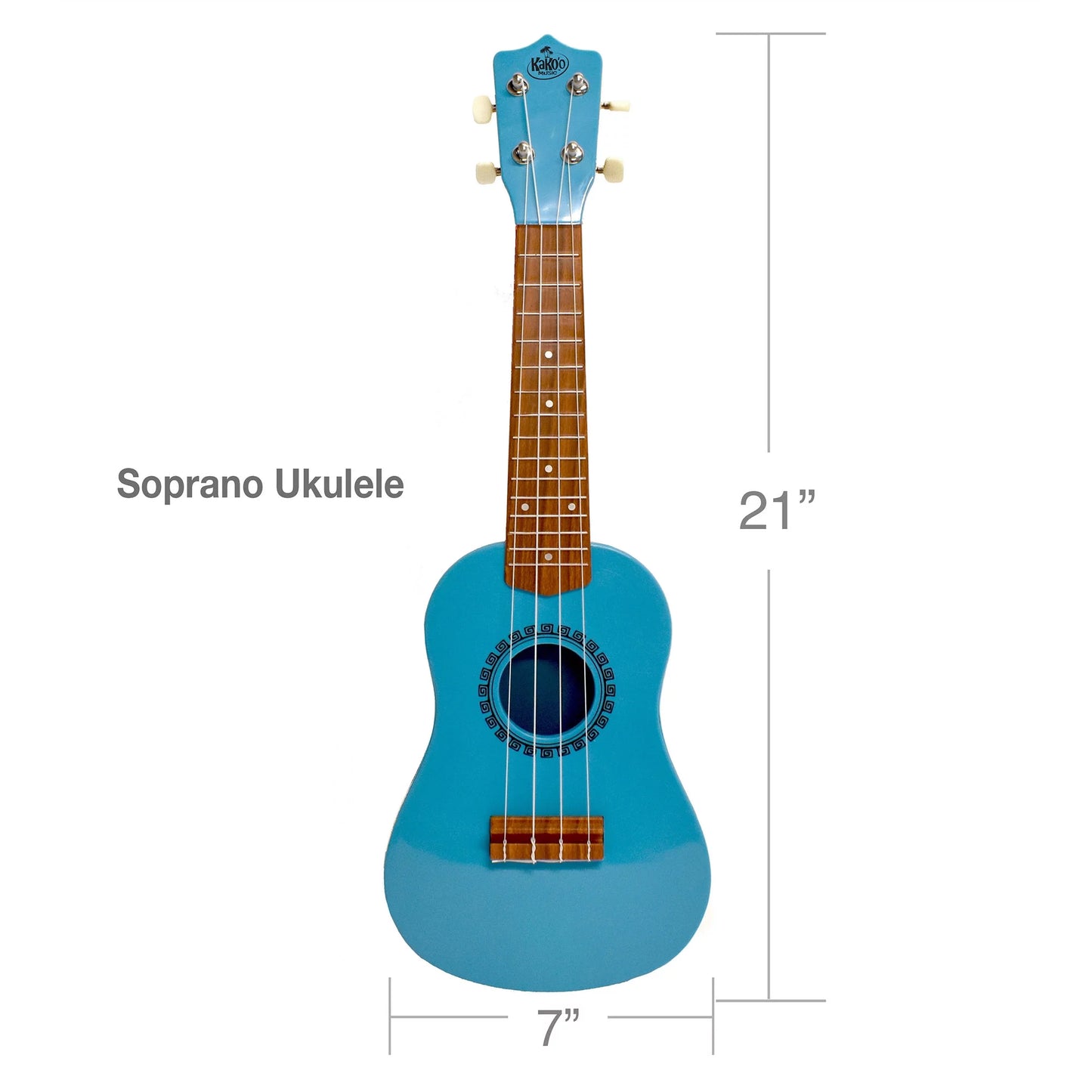 VERI MUSICAL Kako'O: 21" Professional Soprano Wooden Ukulele Set - Pacific Blue - Easy to Tune, Beginner to Advanced Players, Ages 5+