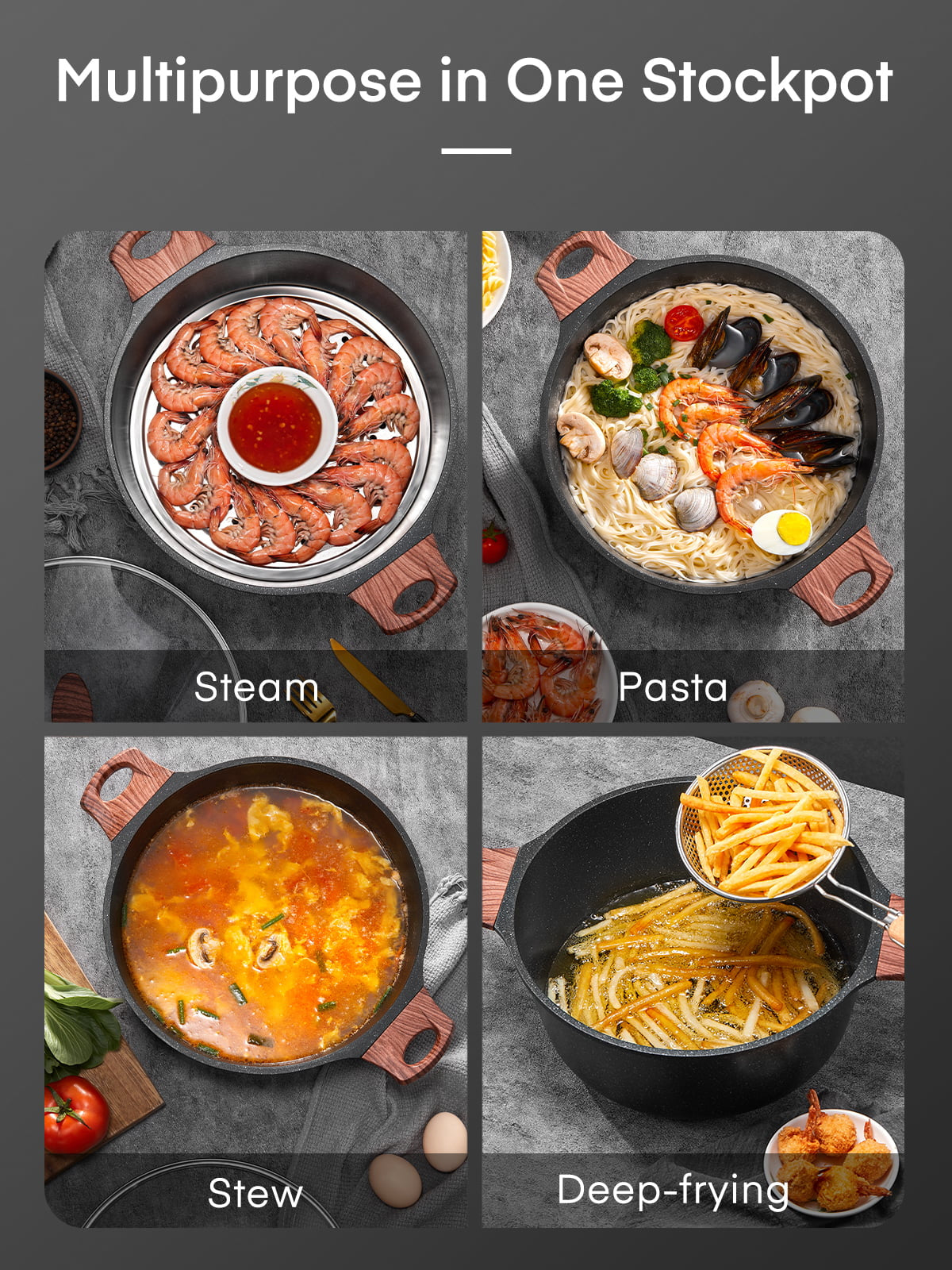 VERI HOT Nonstick Stock Pot with Glass Lid, 6 Quart Cooking Pot Non Stick Soup Pot, Induction Pasta Pot, All Stove Compatible