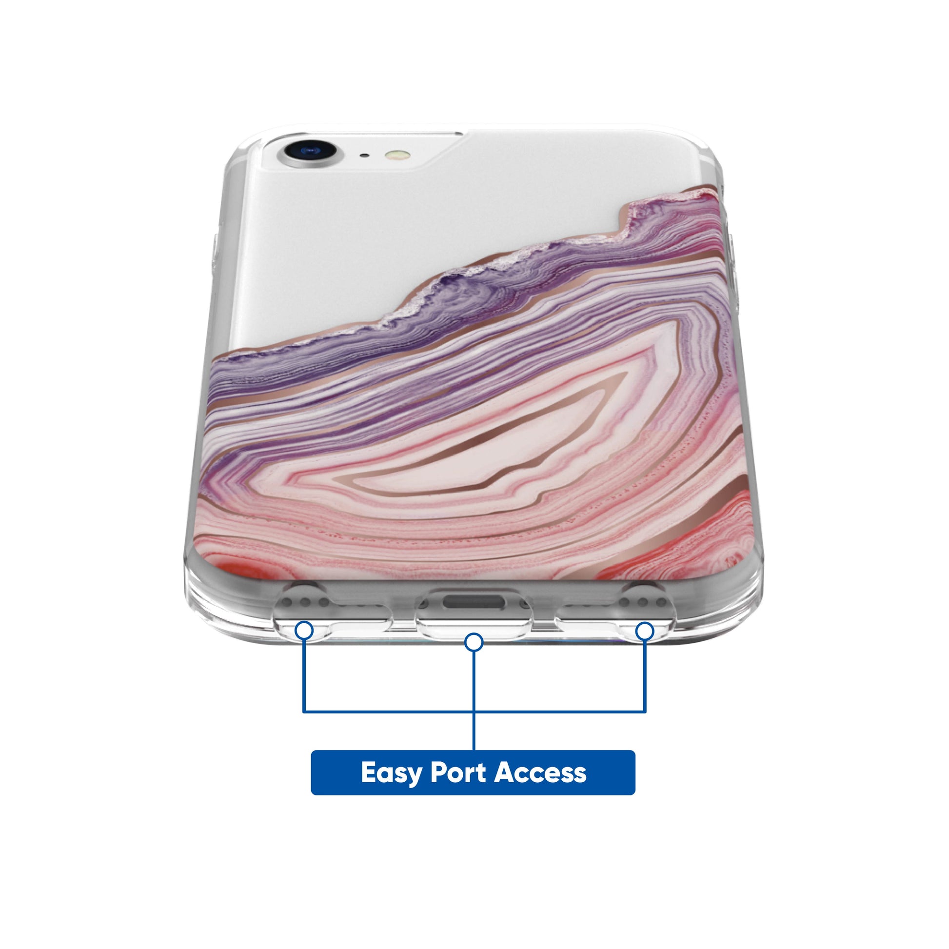 VERY NICE Phone Case for Iphone SE 2022, Iphone SE 2020, Iphone 8, Iphone 7, Iphone 6S, Iphone 6 - Clear Blush Agate