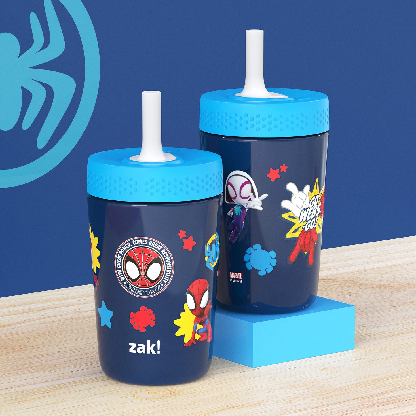 VERI CUTE 12Oz Spidey & Friends Kids Straw Tumbler, Stainless Steel Vacuum Insulated Kincaid Tumbler with Silicone Straw Utilizing Leak-Proof Valve, Travel Straw Tumbler