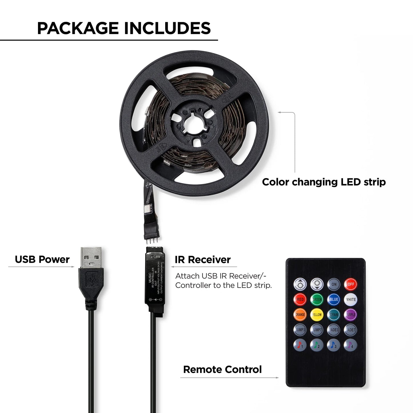 VERI COOLSound Reactive TV Backlight RGB Lighting Dimmable Remote Control Corded Electric