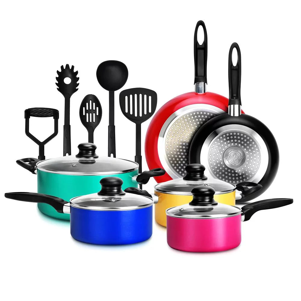 VERI HOT 15 Piece Kitchenware Pots & Pans Non-Stick Cookware Set