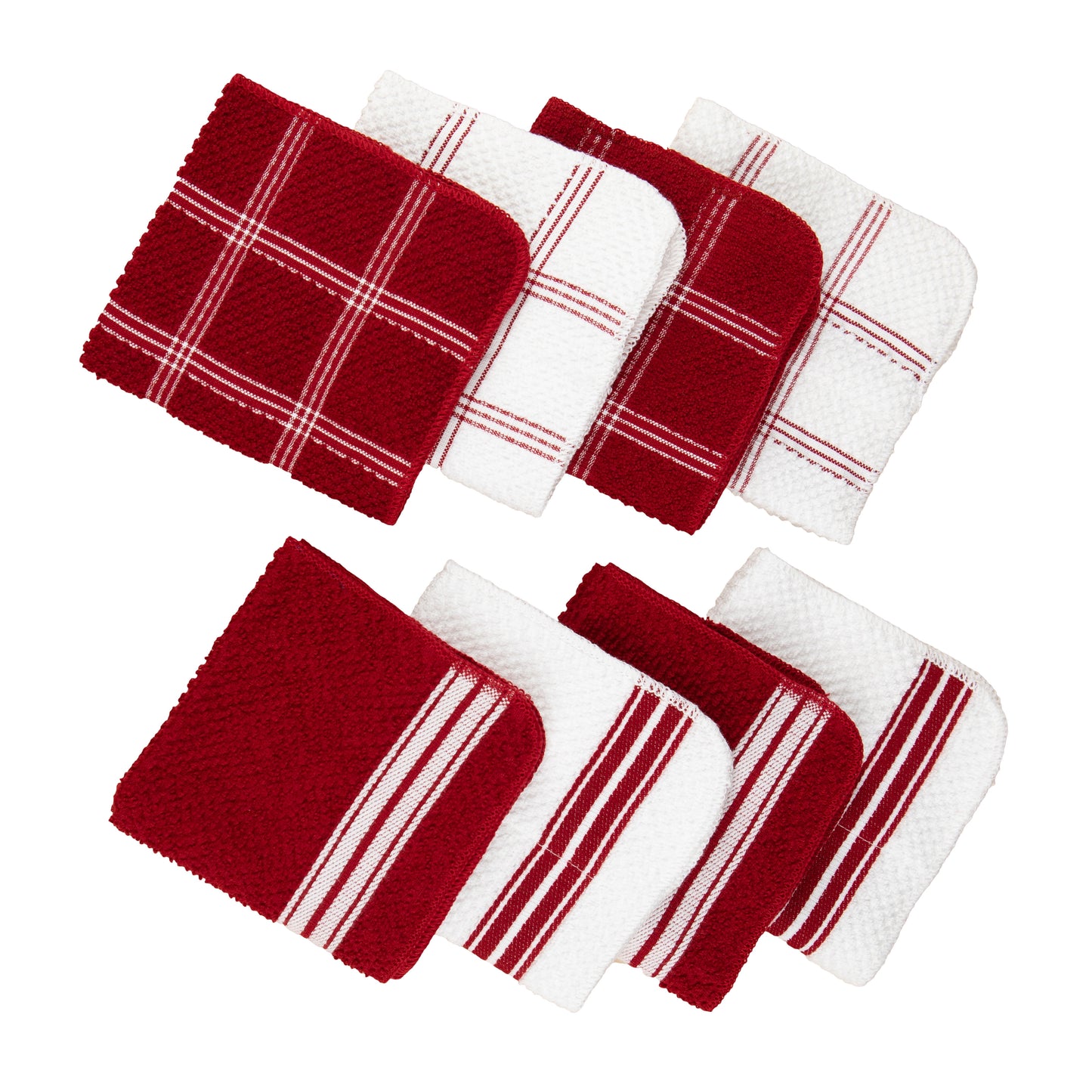 VERI CUTE 20 Piece Set, Terry and Flat Kitchen Towel, Dish Cloth, Flour Sack, Oven Mitt and Pot Holder Set, Red Stripe