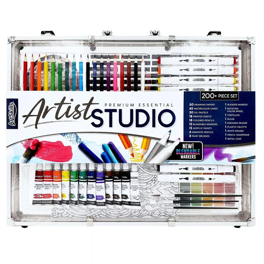 VERI ARTSIEssentialPortable Premium  Supply Kit for Beginner, 200 Pieces Drawing Set for Kids & Teens