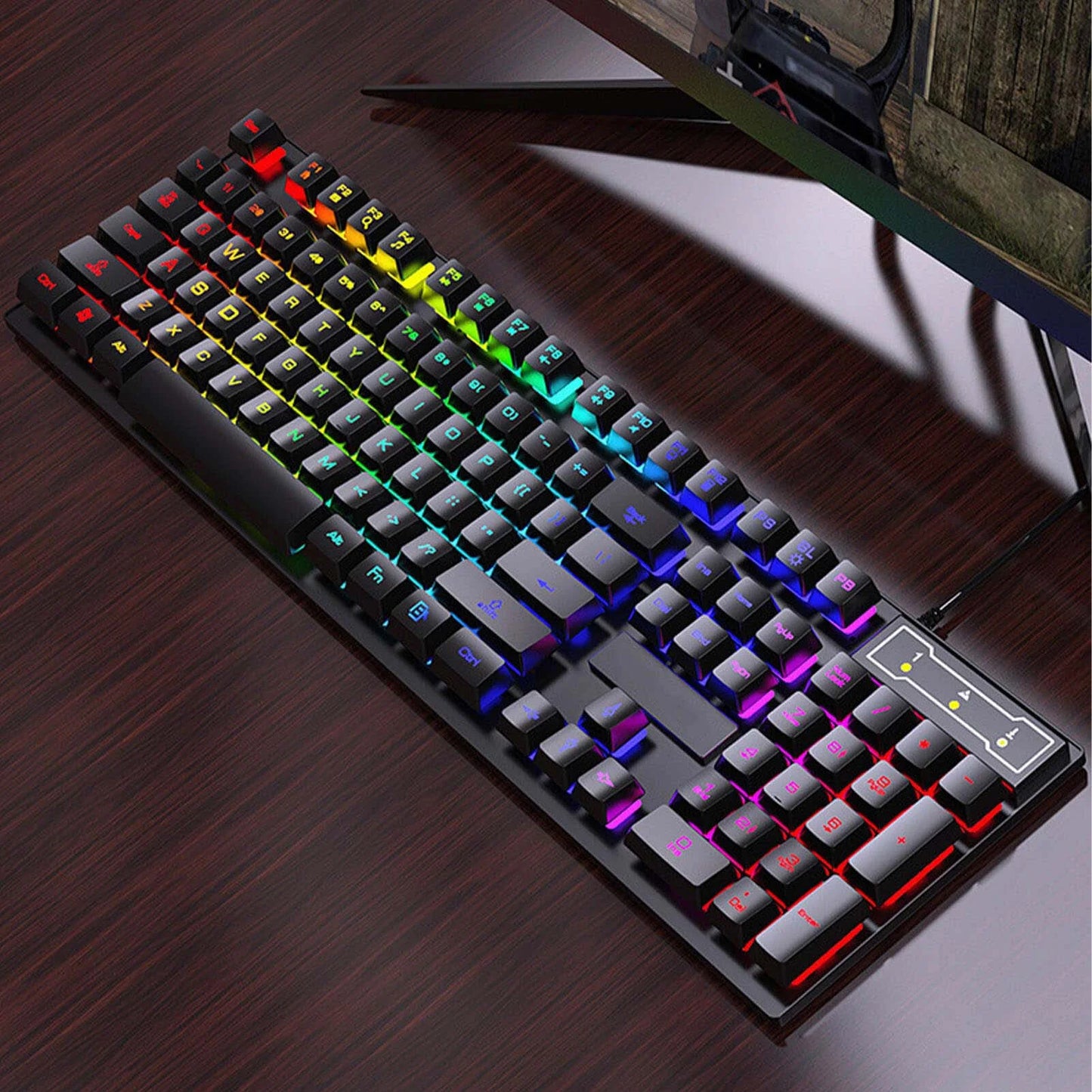 VERI COOL Keyboard and Mouse Set Combo, Wired RGB Backlit Computer Keyboard with USB RGB Gaming Mouse Design for Windows PC Laptop Desktop Notebook-Fv-Q305S