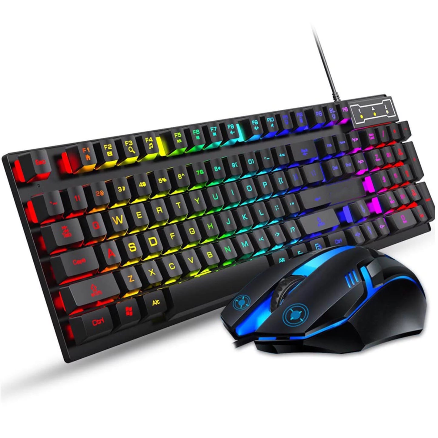 VERI COOL Keyboard and Mouse Set Combo, Wired RGB Backlit Computer Keyboard with USB RGB Gaming Mouse Design for Windows PC Laptop Desktop Notebook-Fv-Q305S
