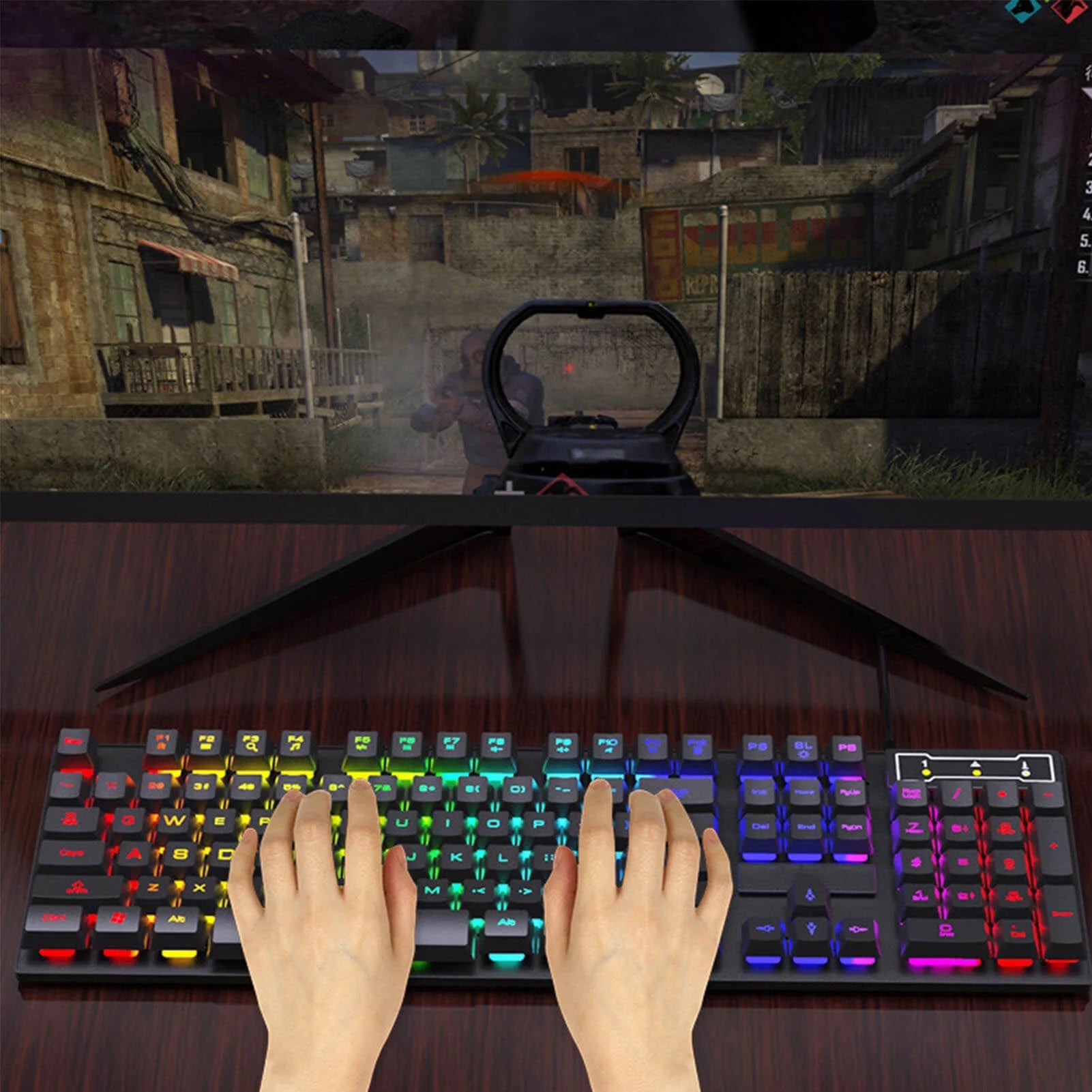 VERI COOL Keyboard and Mouse Set Combo, Wired RGB Backlit Computer Keyboard with USB RGB Gaming Mouse Design for Windows PC Laptop Desktop Notebook-Fv-Q305S
