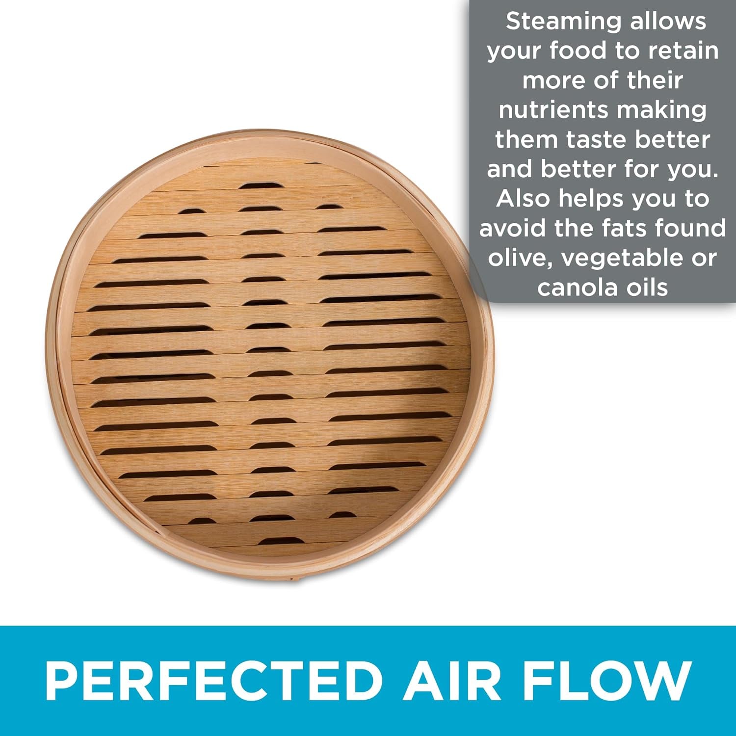 VERI STEAMY 10 Inch Bamboo Steamer for Cooking Vegetables and Dumplings - Classic Traditional 2 Tier Design - Healthy Food Prep - Great for Dim Sum, Chicken, Fish, Veggies - Steam Basket - Natural