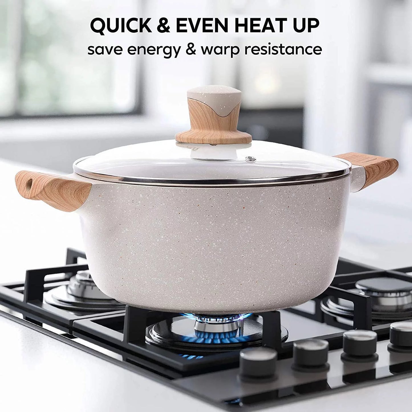 VERI HOT 10 Pieces Pots and Pans Nonstick Cookware Sets Granite Frying Pan Induction Cookware Pot