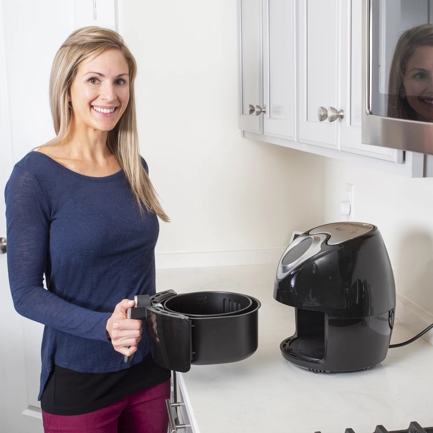 VERIS NICE XL 3.7 QT Digital Air Fryer Cooker with 7 Smart Programs ,Preheat & Shake Remind , LED Touch Screen Oil-Less Non-Stick Coated Basket ,Timer Counter Top , Healthy Kitchen Safe Frying Statio