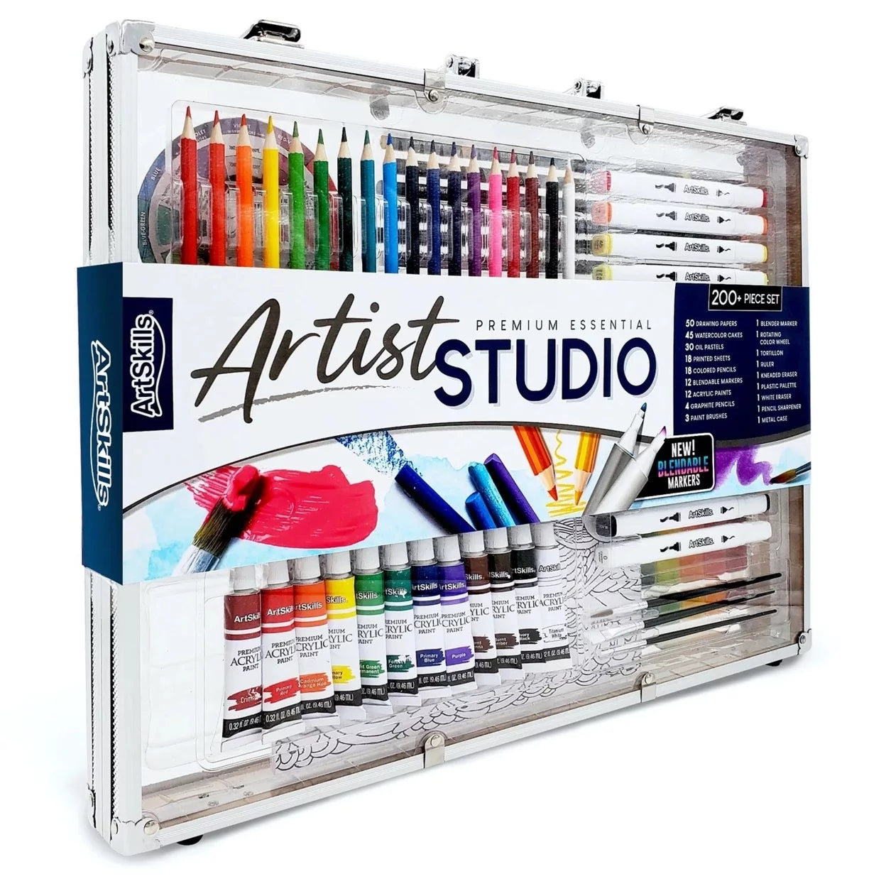 VERI ARTSIEssentialPortable Premium  Supply Kit for Beginner, 200 Pieces Drawing Set for Kids & Teens