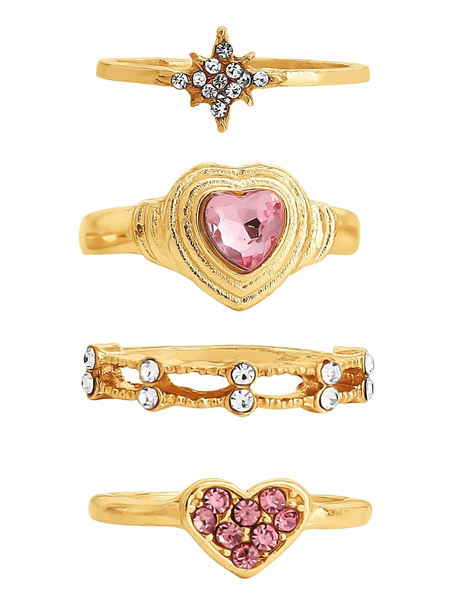 VERI PRETTY Heart Ring Set, Set of 5