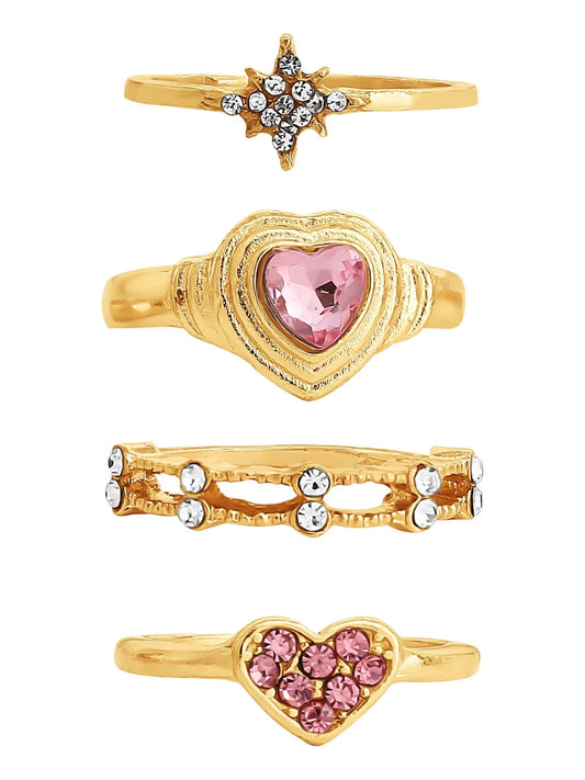 VERI PRETTY Heart Ring Set, Set of 5