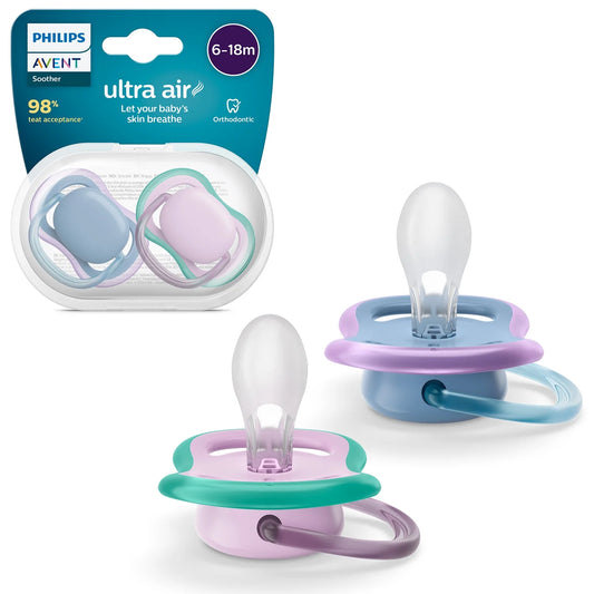  VERI CUTE Ultra Air Pacifier 6-18M, Blue Hush / Lush Lilac, 2 Pack, SCF085/34