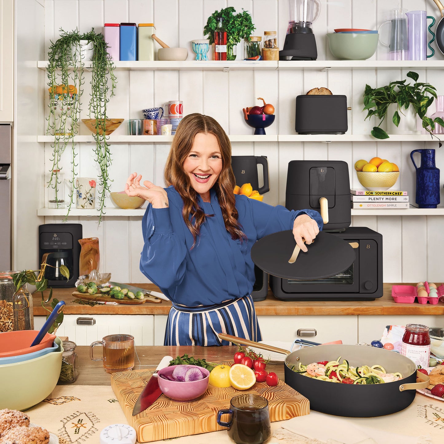 VERI NICE 12Pc Ceramic Non-Stick Cookware Set, Black Sesame by Drew Barrymore