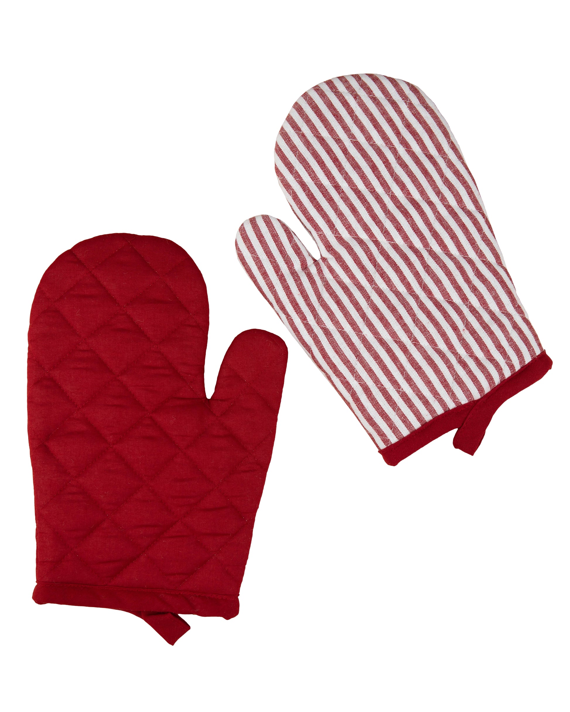 VERI CUTE 20 Piece Set, Terry and Flat Kitchen Towel, Dish Cloth, Flour Sack, Oven Mitt and Pot Holder Set, Red Stripe