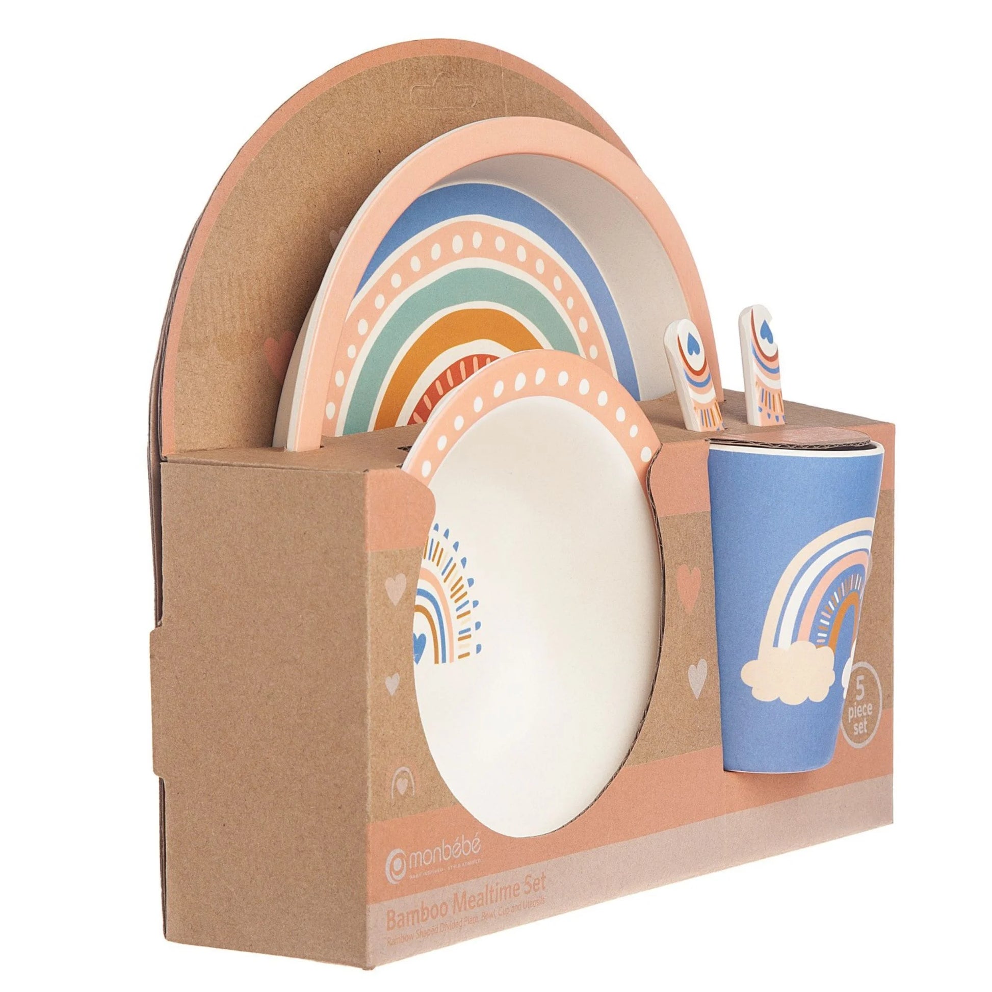 VERI CUTE 5 Piece Bamboo Mealtime Set, Rainbow