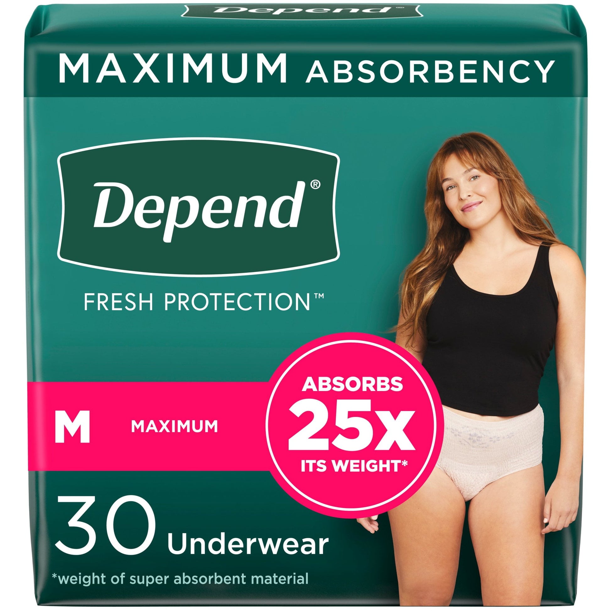 VERI NICE Fresh Protection Women'S Incontinence & Postpartum Bladder Leak Underwear, M, 30 Count