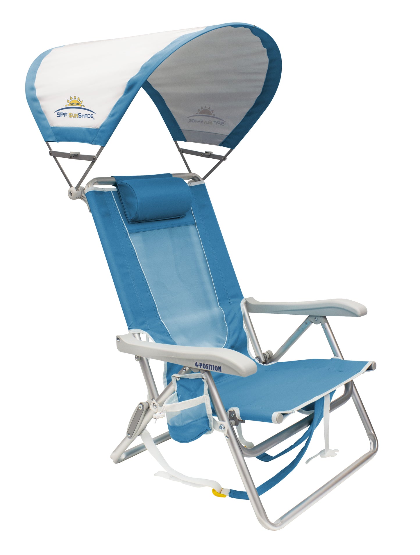 VERI COOL Sunshade Backpack Beach Compact Reclining Low Profile Chair, Saybrook Blue