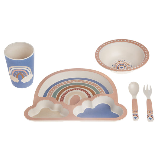 VERI CUTE 5 Piece Bamboo Mealtime Set, Rainbow