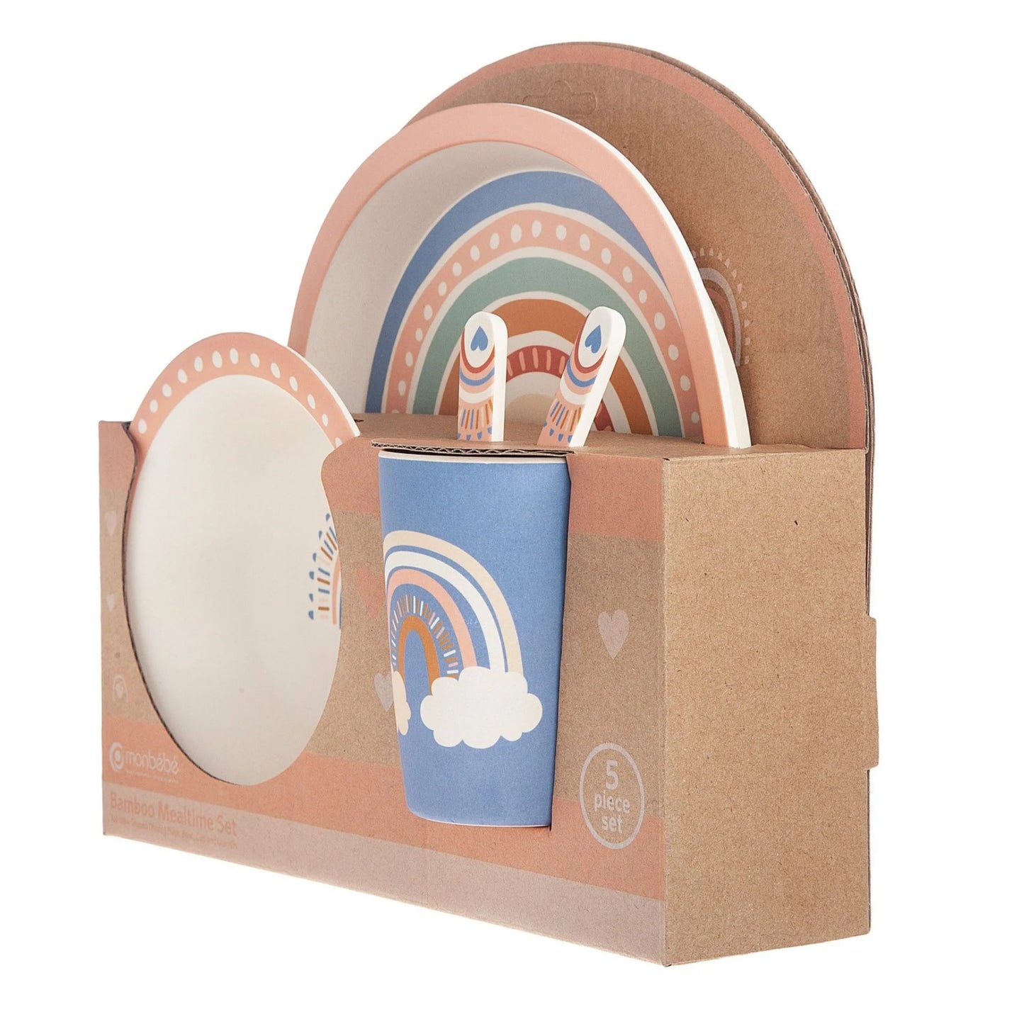 VERI CUTE 5 Piece Bamboo Mealtime Set, Rainbow