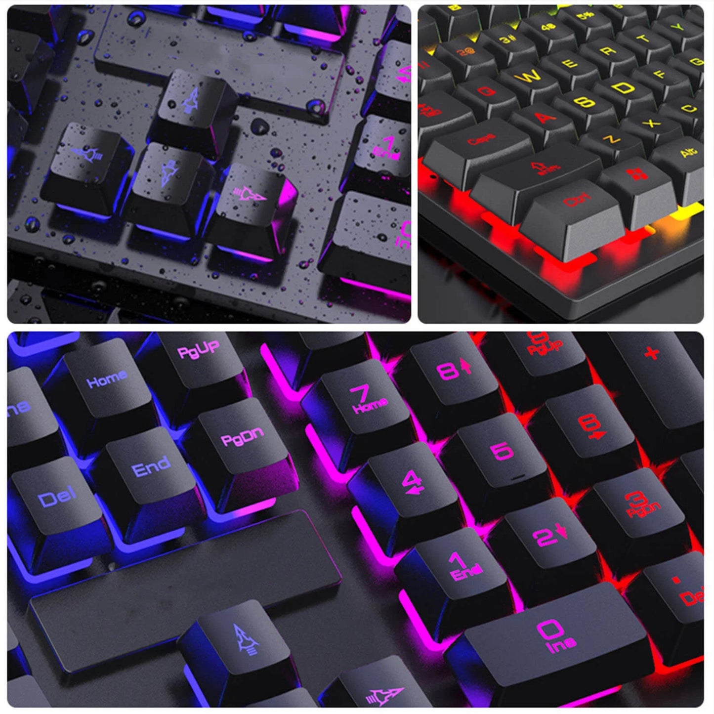VERI COOL Keyboard and Mouse Set Combo, Wired RGB Backlit Computer Keyboard with USB RGB Gaming Mouse Design for Windows PC Laptop Desktop Notebook-Fv-Q305S