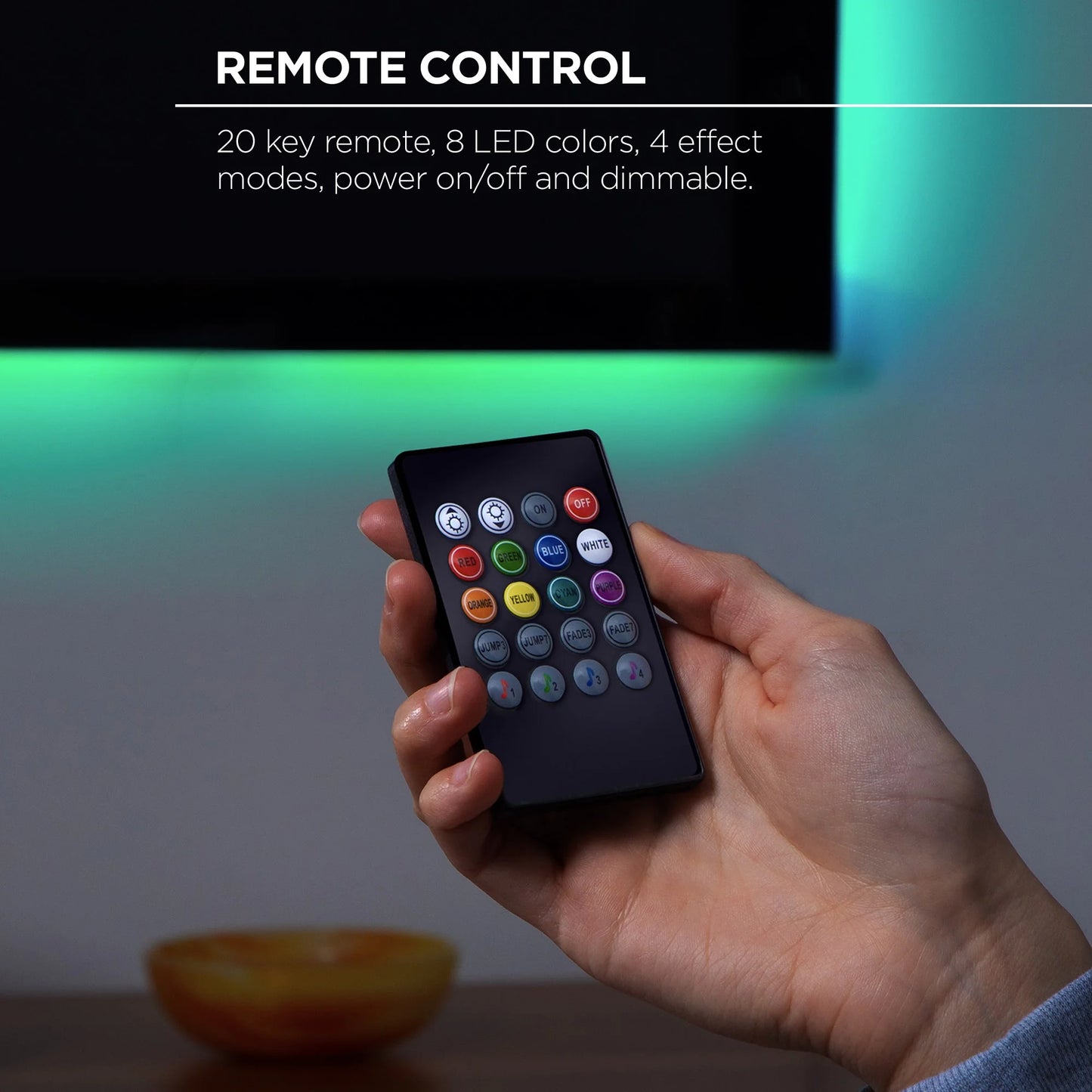 VERI COOLSound Reactive TV Backlight RGB Lighting Dimmable Remote Control Corded Electric