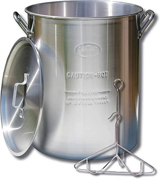 VERI HOT 30PK - Aluminum Turkey Pot W/ Lid, Lift Rack and Hook